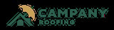 Campany Roofing logo with green text and a roof house icon with a hammer symbol